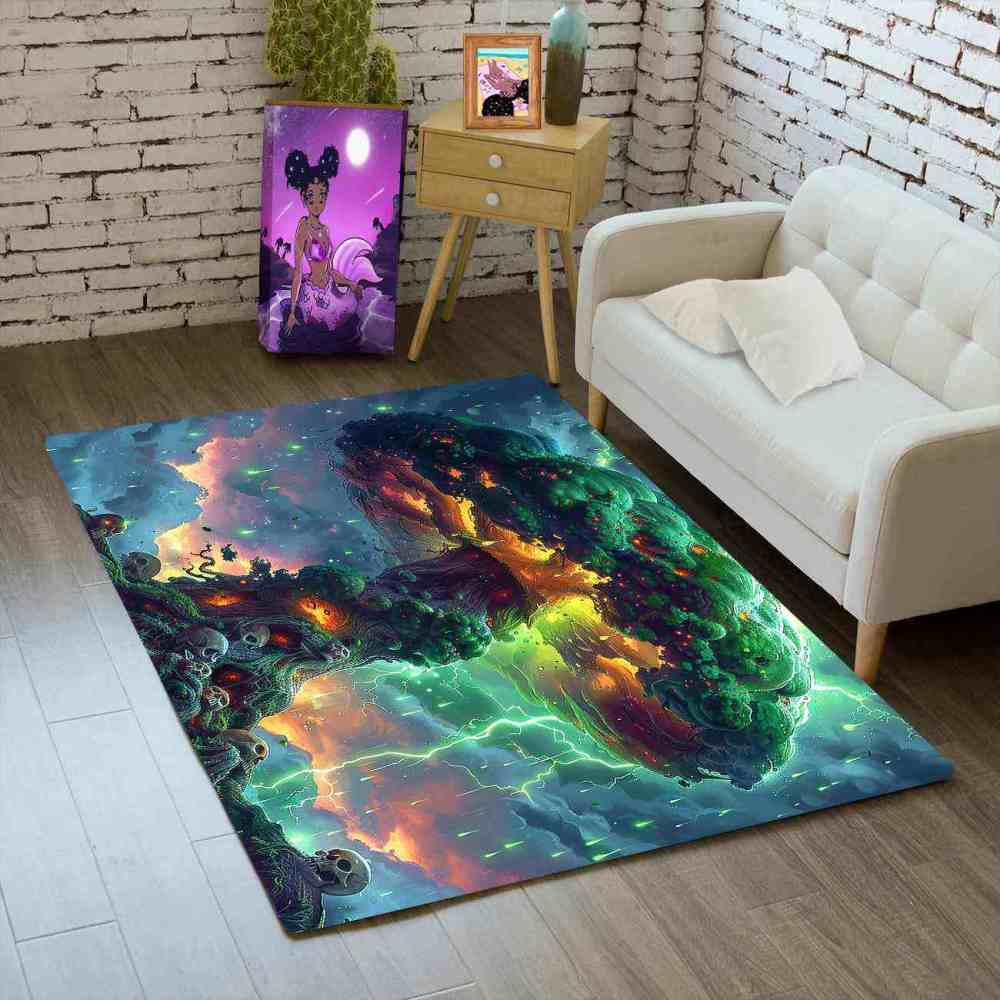 Twisted Forest Toxic Mushroom Area Rug Edgy Teen Room Mat | CozyLil