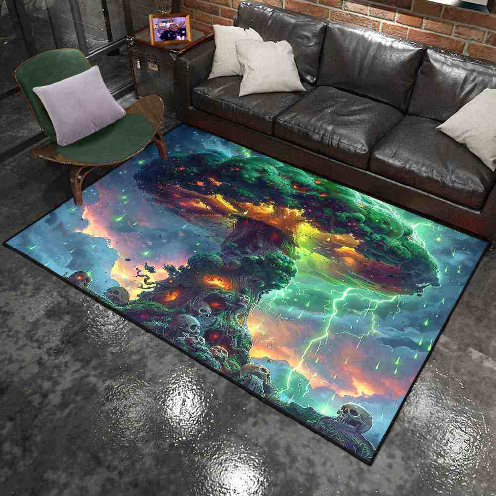 Twisted Forest Toxic Mushroom Area Rug Edgy Teen Room Mat | CozyLil