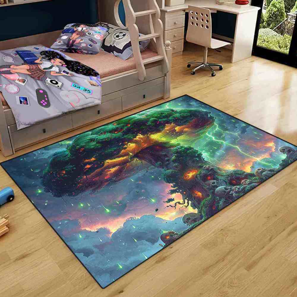 Twisted Forest Toxic Mushroom Area Rug Edgy Teen Room Mat | CozyLil