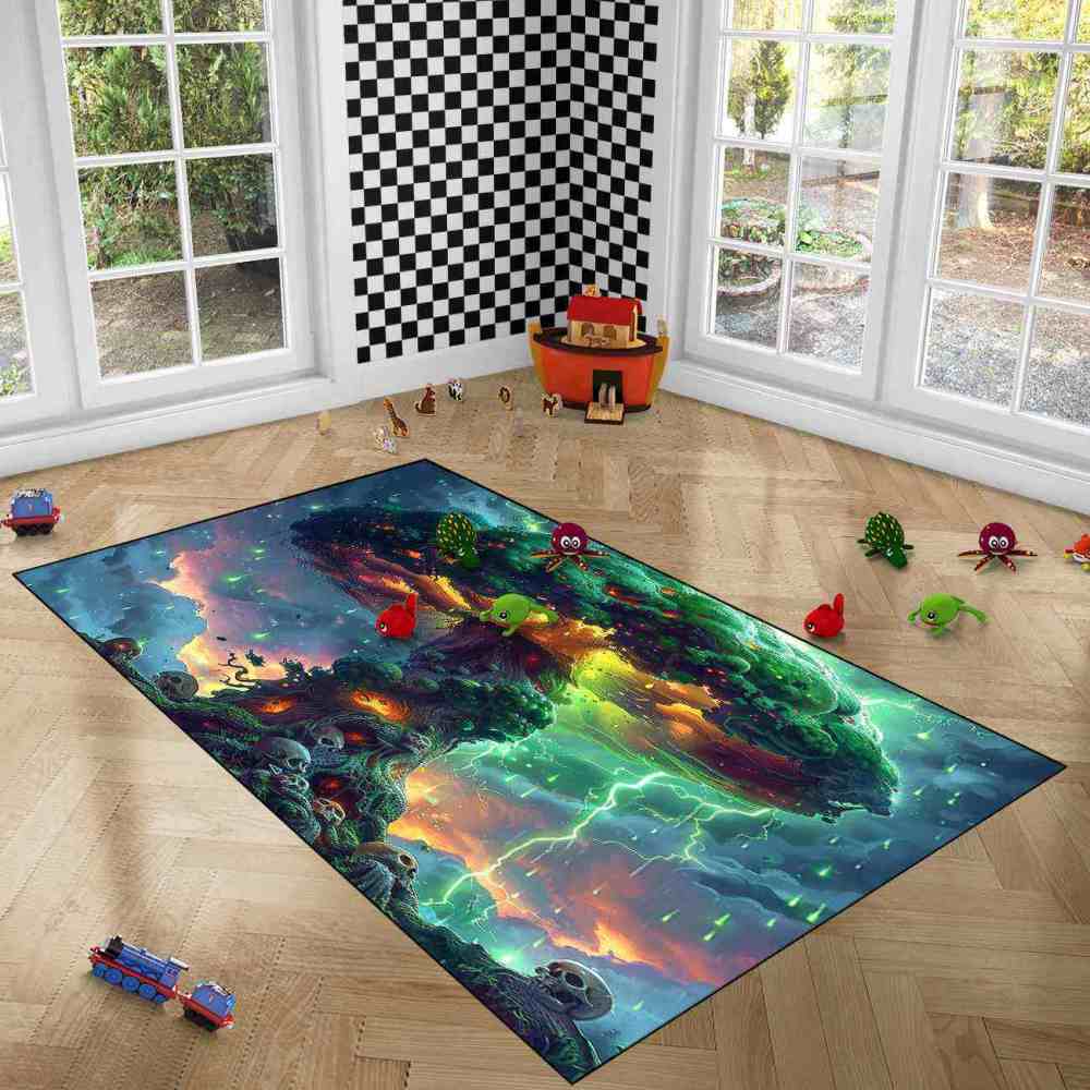 Twisted Forest Toxic Mushroom Area Rug Edgy Teen Room Mat | CozyLil
