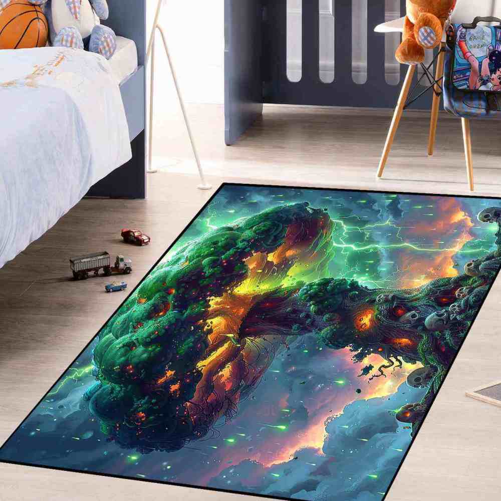Twisted Forest Toxic Mushroom Area Rug Edgy Teen Room Mat | CozyLil