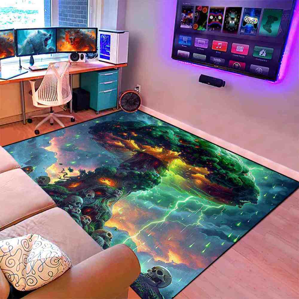 Twisted Forest Toxic Mushroom Area Rug Edgy Teen Room Mat | CozyLil