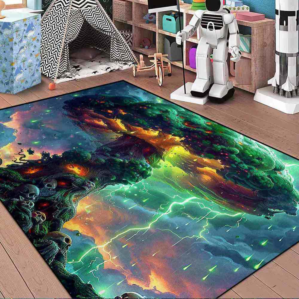 Twisted Forest Toxic Mushroom Area Rug Edgy Teen Room Mat | CozyLil