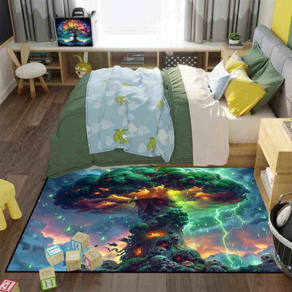 Twisted Forest Toxic Mushroom Area Rug Edgy Teen Room Mat | CozyLil