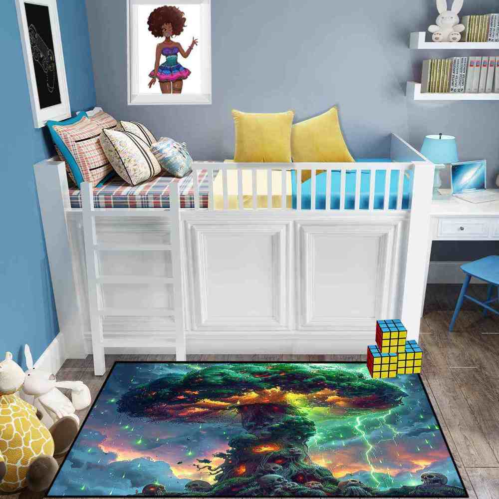 Twisted Forest Toxic Mushroom Area Rug Edgy Teen Room Mat | CozyLil
