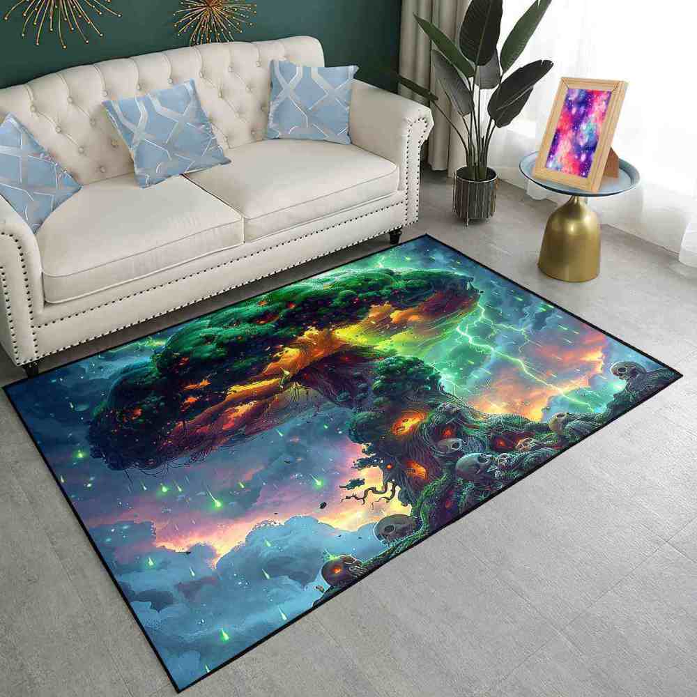 Twisted Forest Toxic Mushroom Area Rug Edgy Teen Room Mat | CozyLil