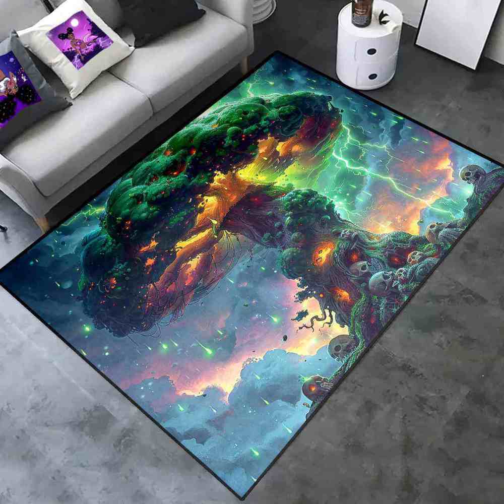 Twisted Forest Toxic Mushroom Area Rug Edgy Teen Room Mat | CozyLil