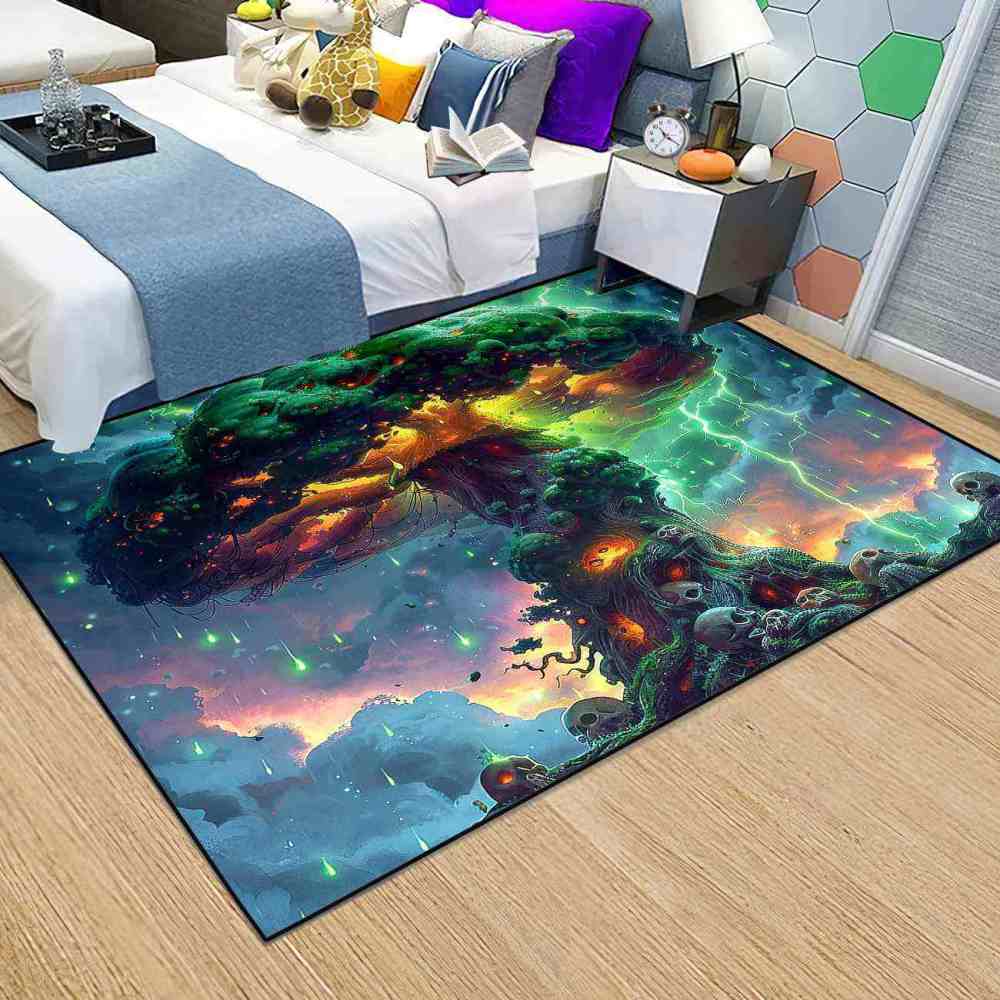 Twisted Forest Toxic Mushroom Area Rug Edgy Teen Room Mat | CozyLil