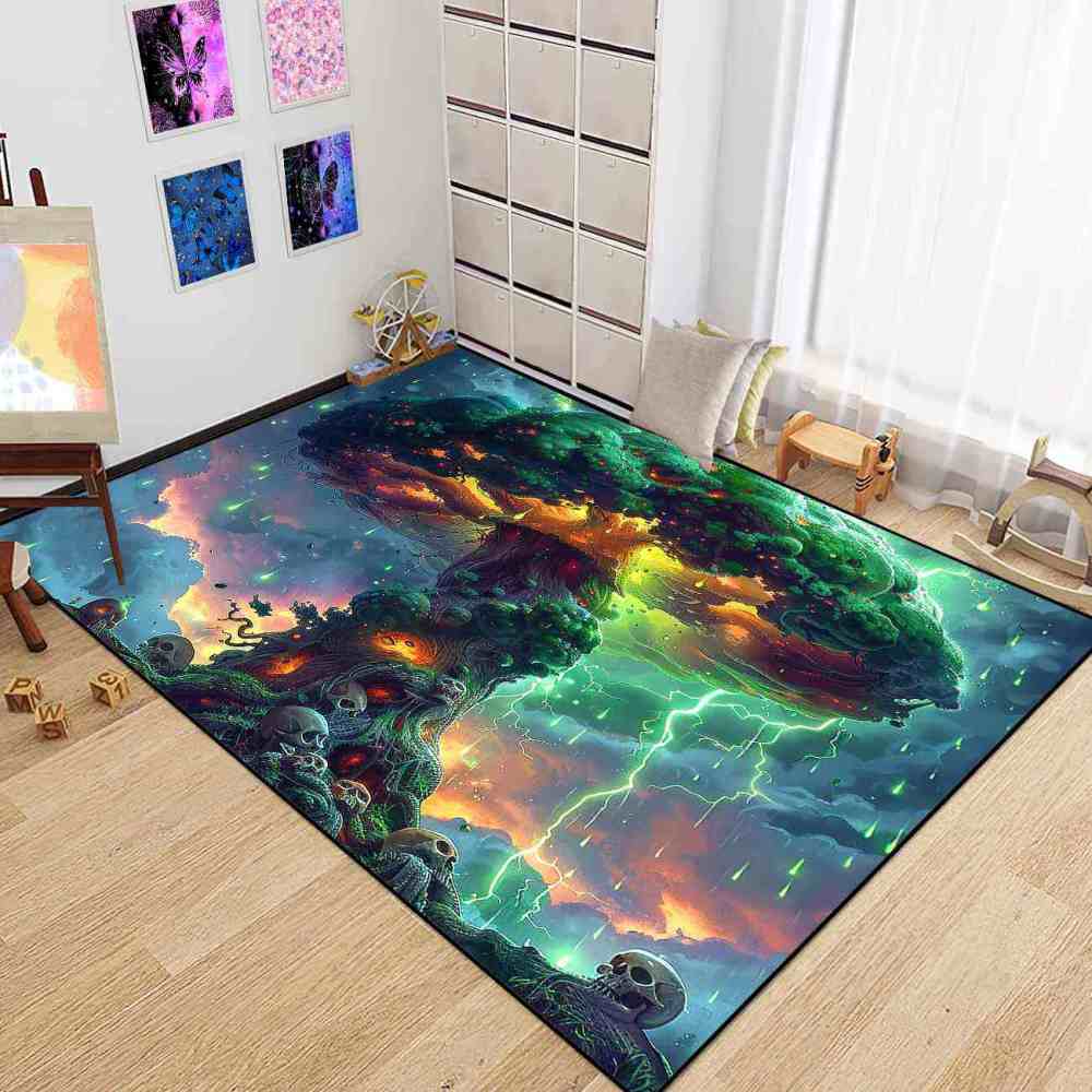 Twisted Forest Toxic Mushroom Area Rug Edgy Teen Room Mat | CozyLil