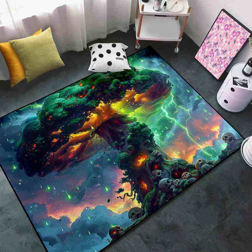 Twisted Forest Toxic Mushroom Area Rug Edgy Teen Room Mat | CozyLil