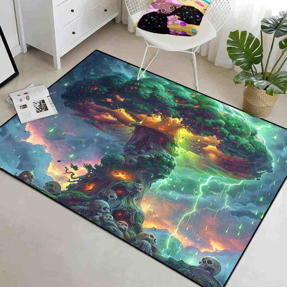 Twisted Forest Toxic Mushroom Area Rug Edgy Teen Room Mat | CozyLil