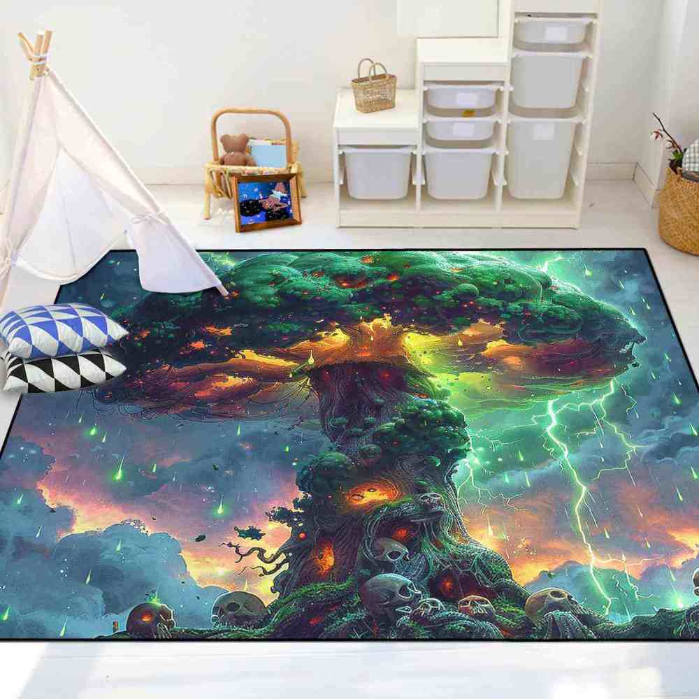 Twisted Forest Toxic Mushroom Area Rug Edgy Teen Room Mat | CozyLil
