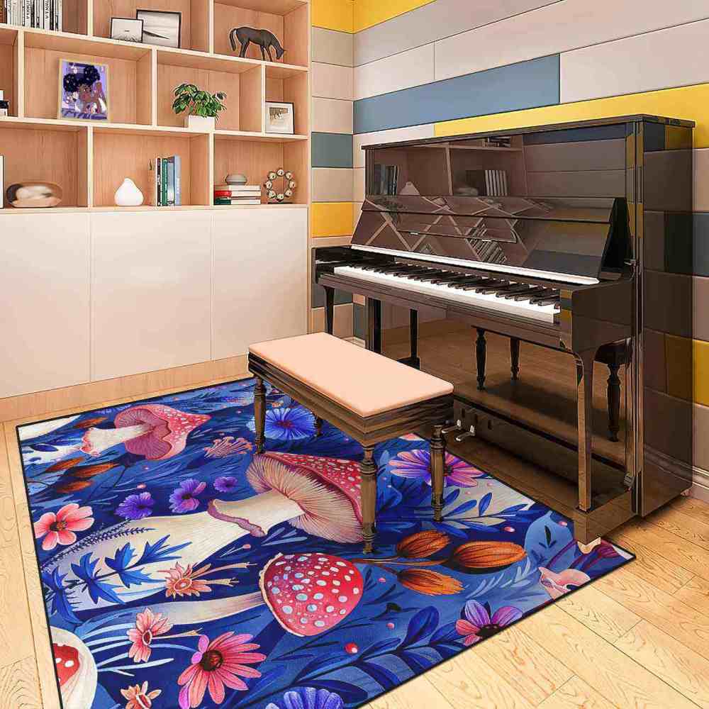 Cute Botanical Pink Mushroom Kids Playroom Rug Nursery Mat | CozyLil