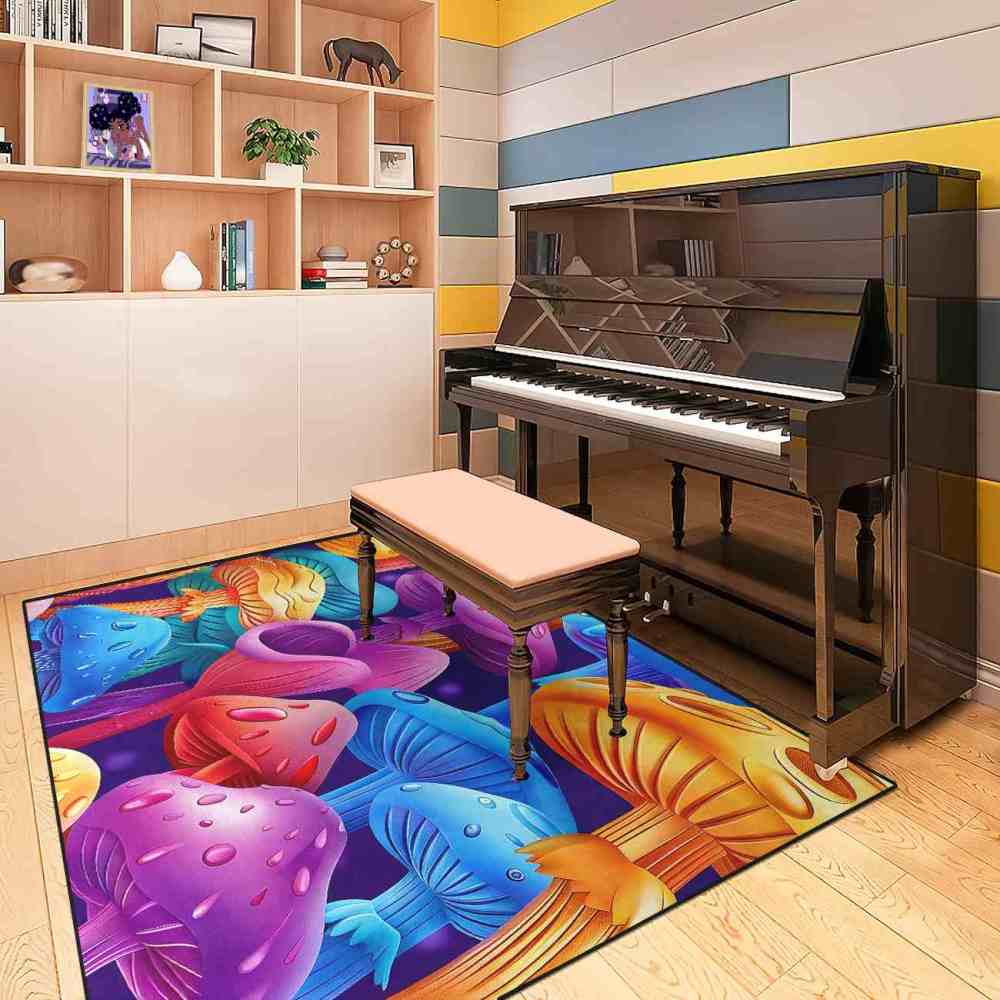 Colorful Cartoon Mushroom Forest Kids Playroom Area Rug | CozyLil