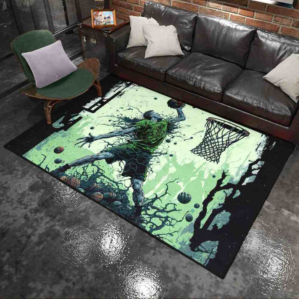 Grunge Dunking Player Area Rug Teen Men Room Decor | CozyLil