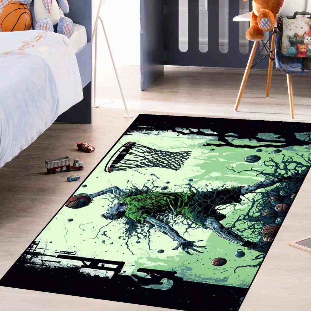 Grunge Dunking Player Area Rug Teen Men Room Decor | CozyLil