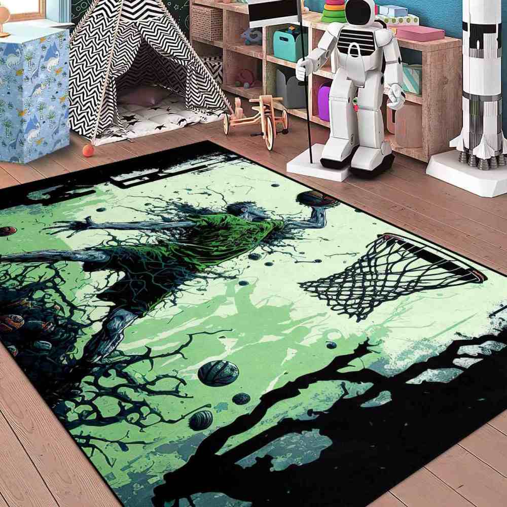 Grunge Dunking Player Area Rug Teen Men Room Decor | CozyLil