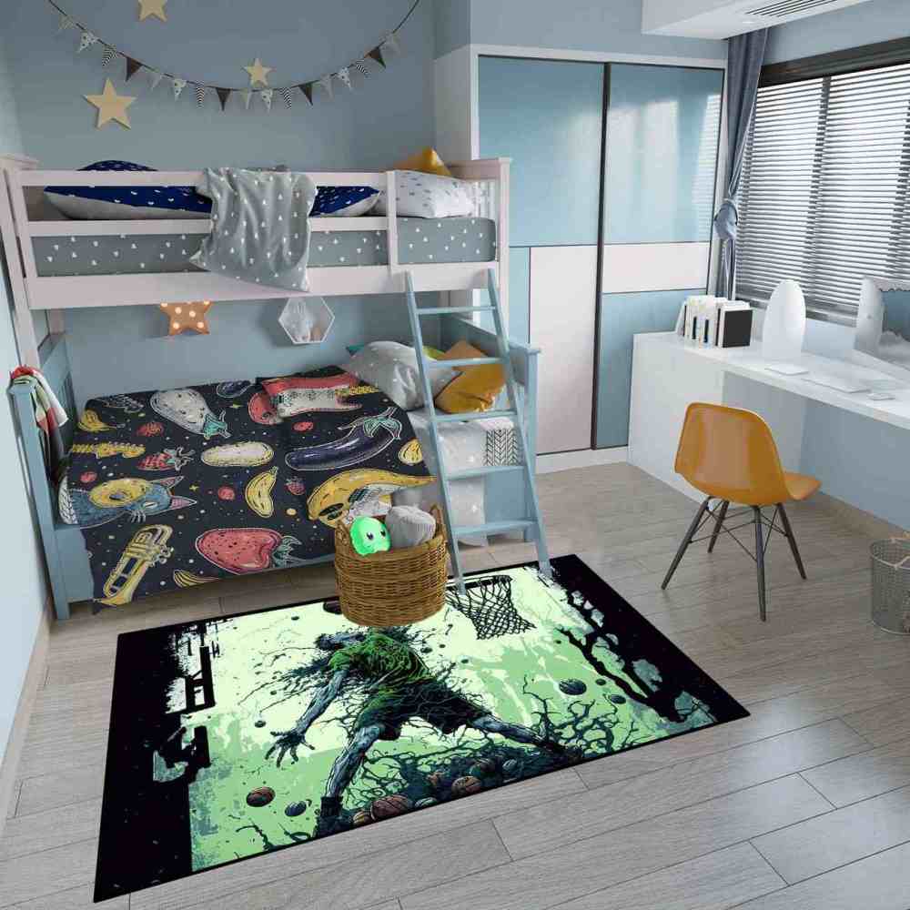 Grunge Dunking Player Area Rug Teen Men Room Decor | CozyLil
