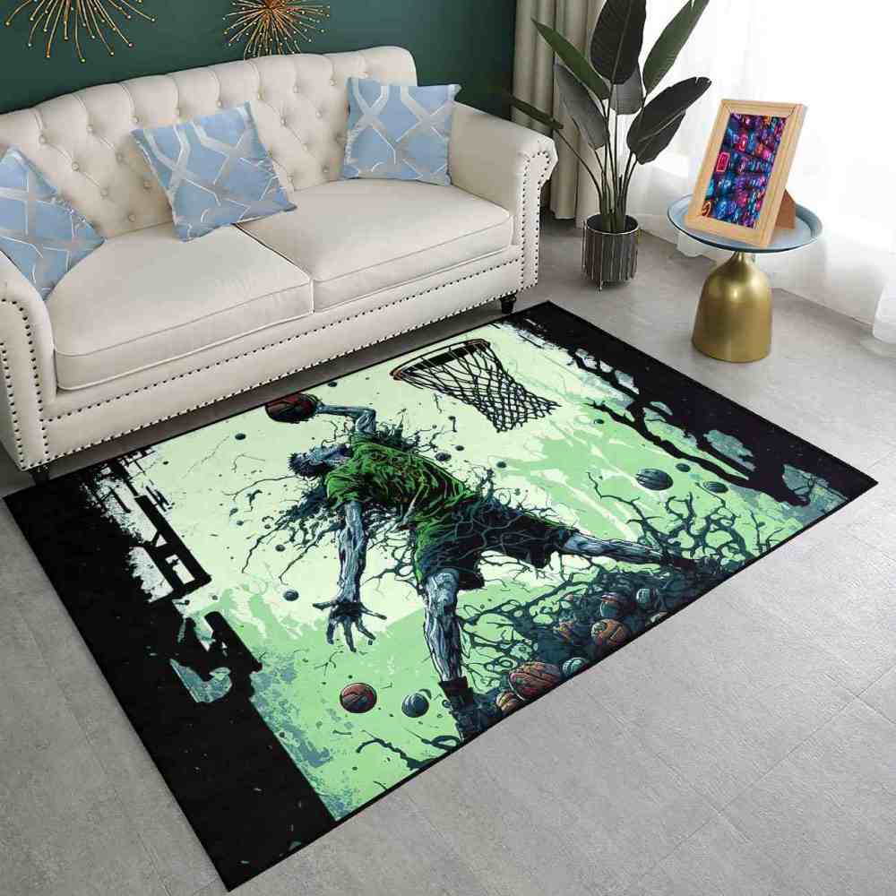 Grunge Dunking Player Area Rug Teen Men Room Decor | CozyLil