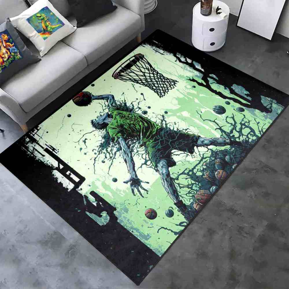 Grunge Dunking Player Area Rug Teen Men Room Decor | CozyLil
