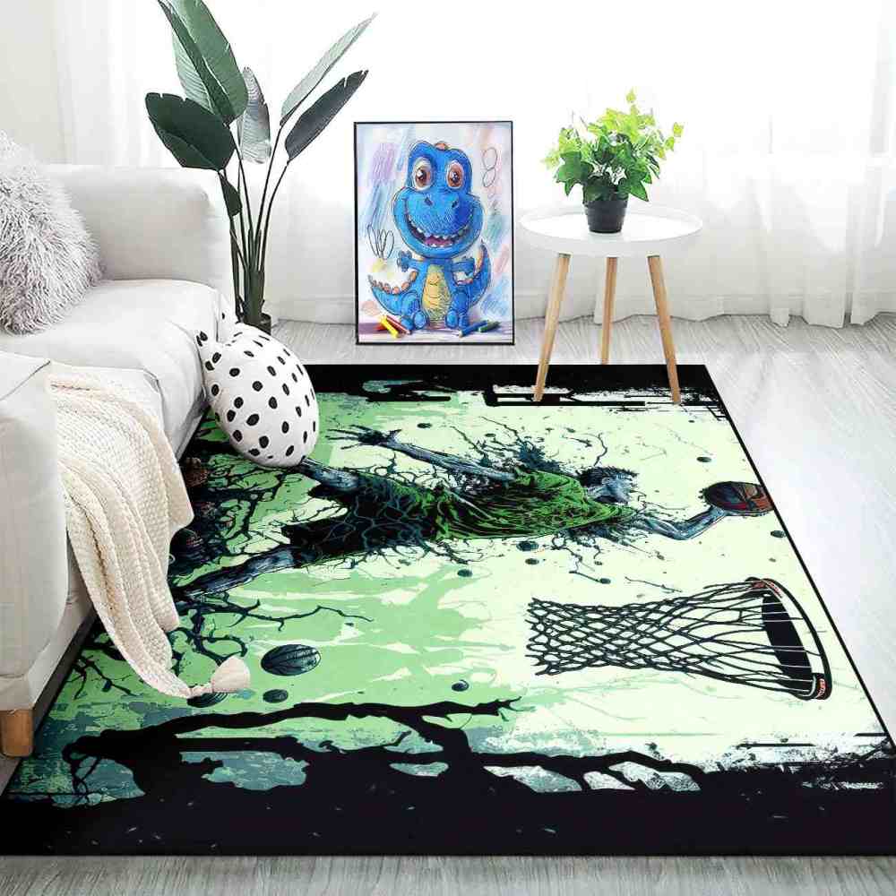 Grunge Dunking Player Area Rug Teen Men Room Decor | CozyLil