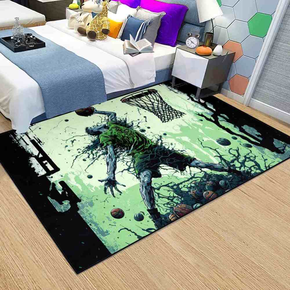 Grunge Dunking Player Area Rug Teen Men Room Decor | CozyLil