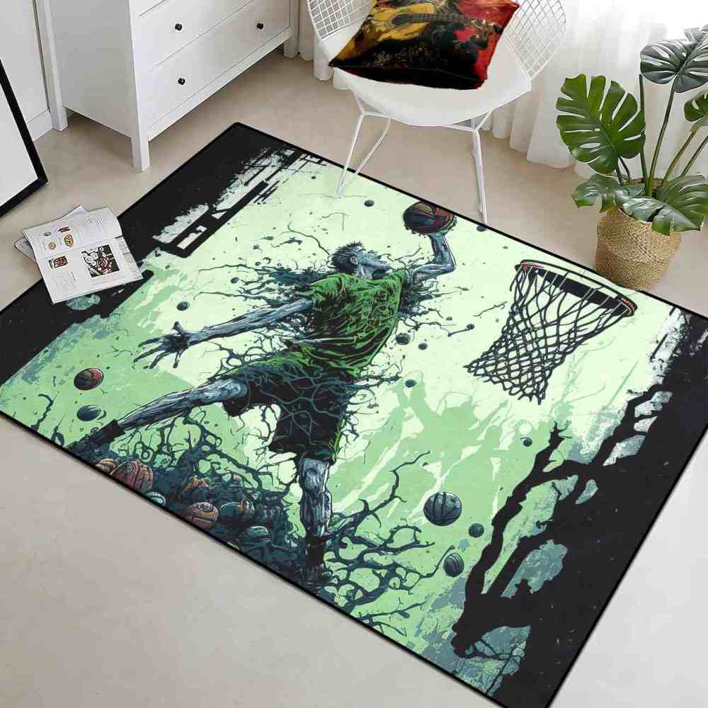 Grunge Dunking Player Area Rug Teen Men Room Decor | CozyLil