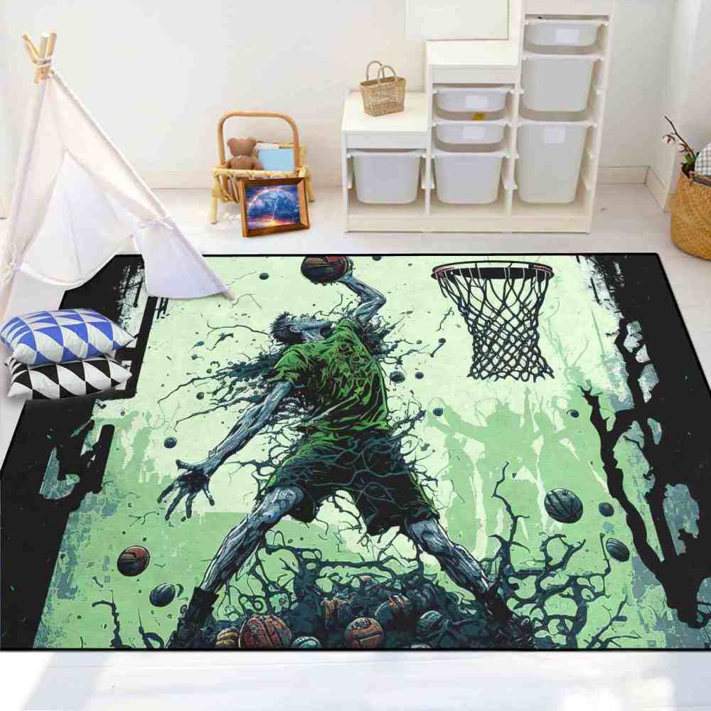Grunge Dunking Player Area Rug Teen Men Room Decor | CozyLil