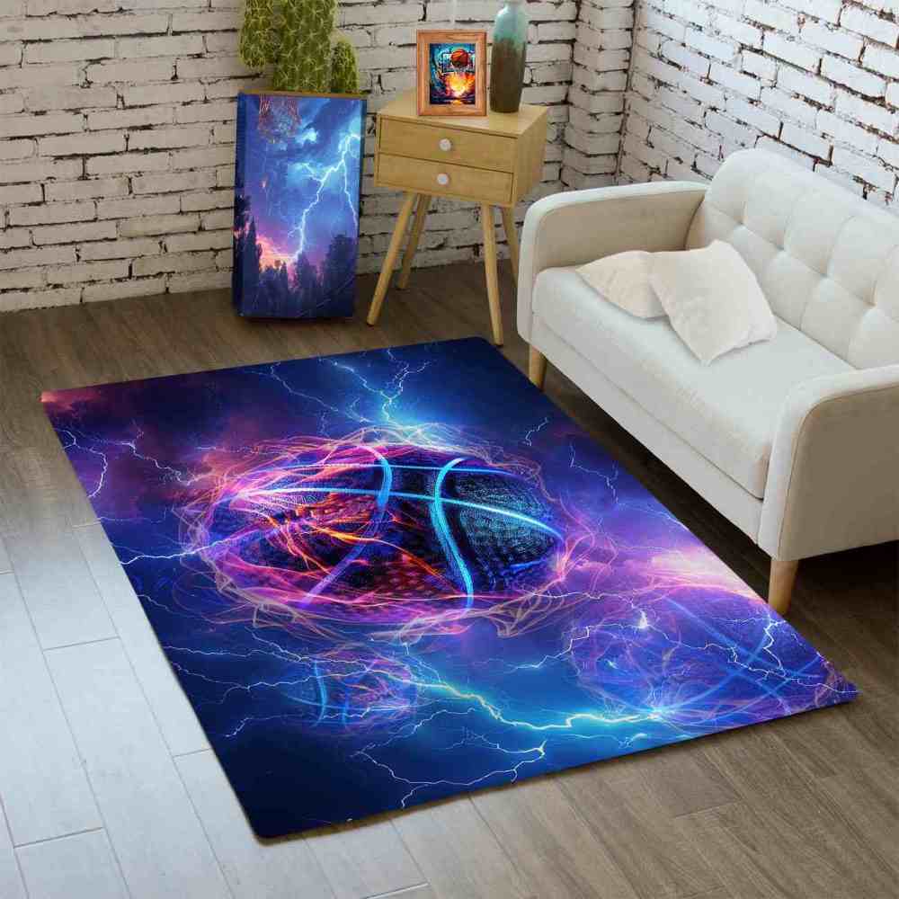 Electric Lightning Basketball Area Rug Gamer Room | CozyLil