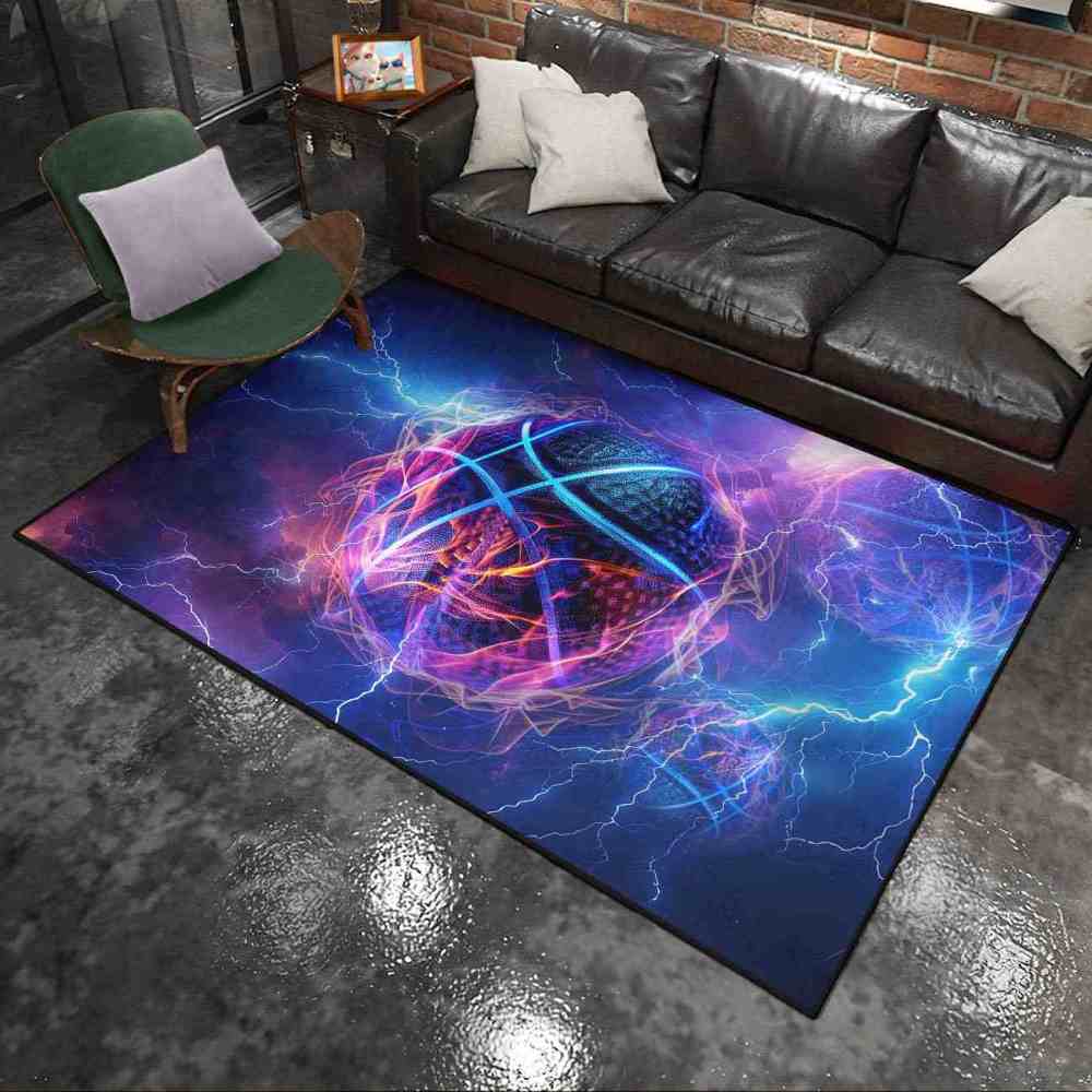 Electric Lightning Basketball Area Rug Gamer Room | CozyLil