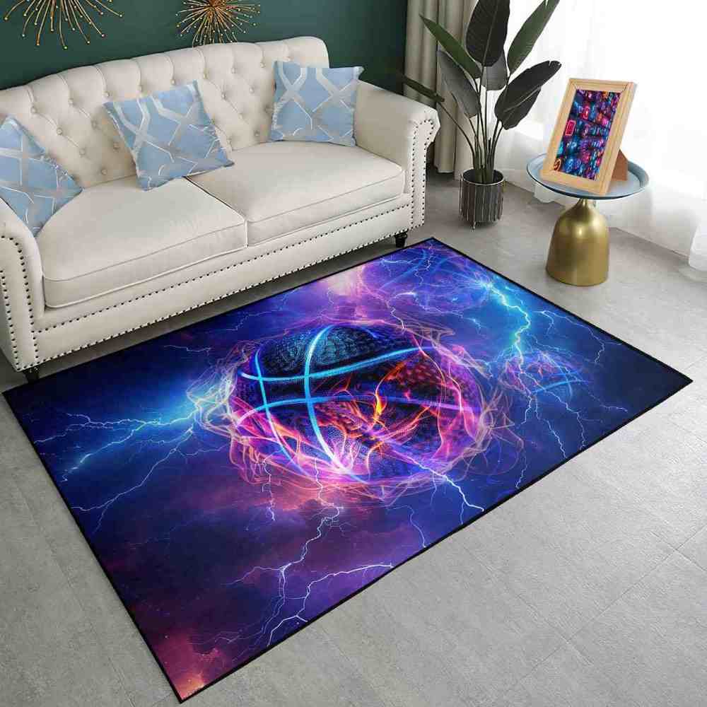 Electric Lightning Basketball Area Rug Gamer Room | CozyLil