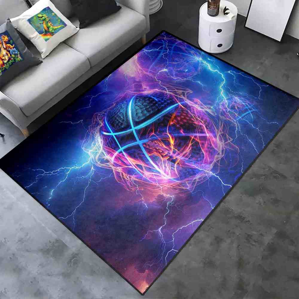 Electric Lightning Basketball Area Rug Gamer Room | CozyLil