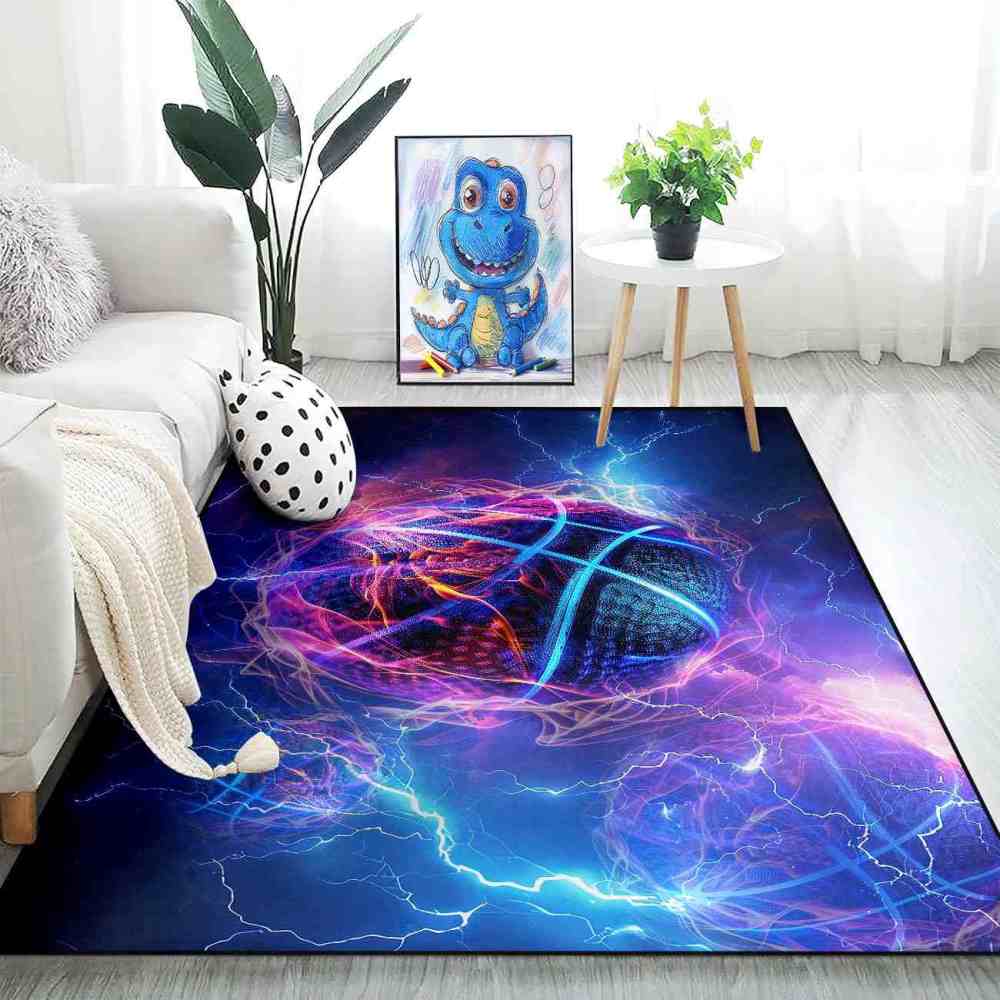 Electric Lightning Basketball Area Rug Gamer Room | CozyLil