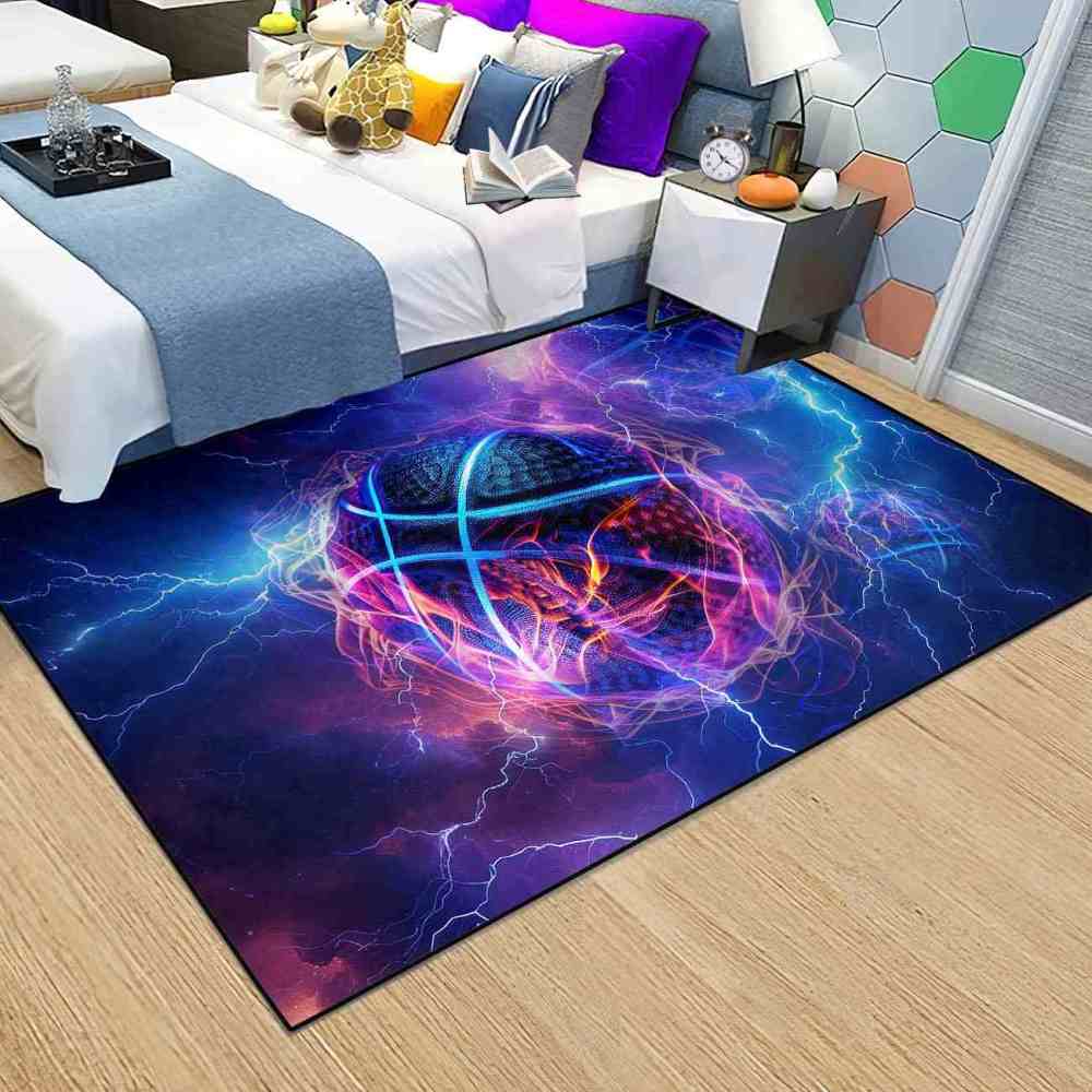 Electric Lightning Basketball Area Rug Gamer Room | CozyLil