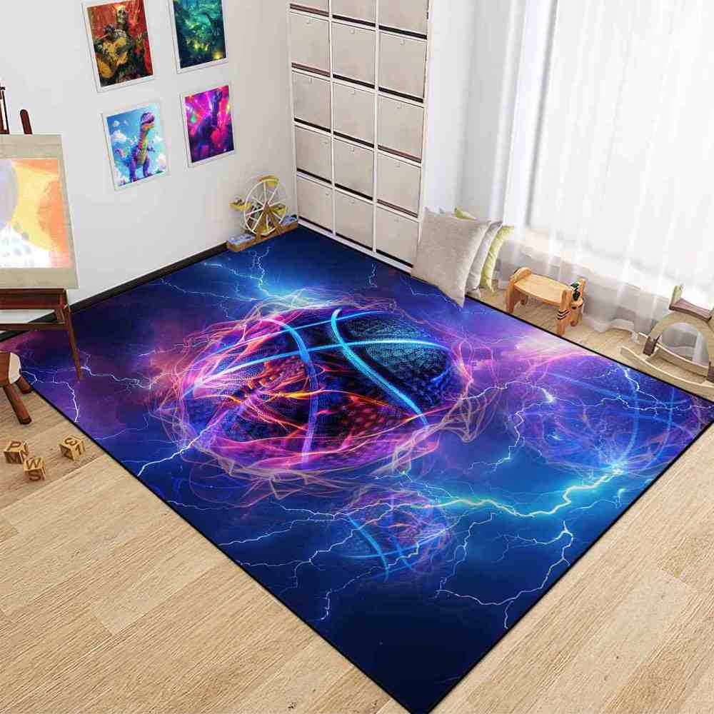 Electric Lightning Basketball Area Rug Gamer Room | CozyLil