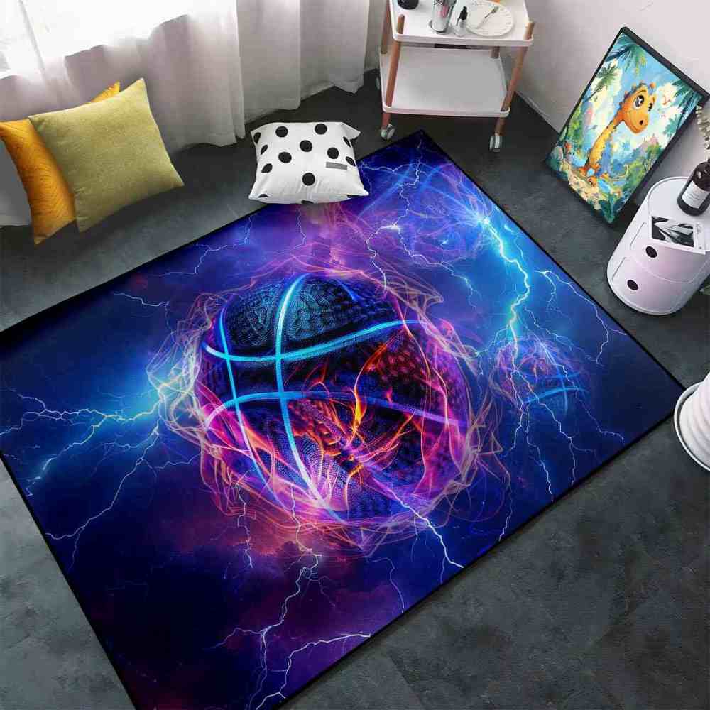 Electric Lightning Basketball Area Rug Gamer Room | CozyLil