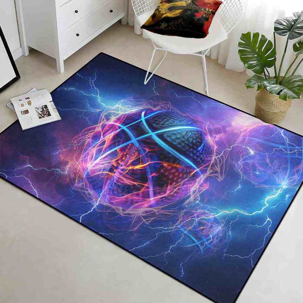 Electric Lightning Basketball Area Rug Gamer Room | CozyLil