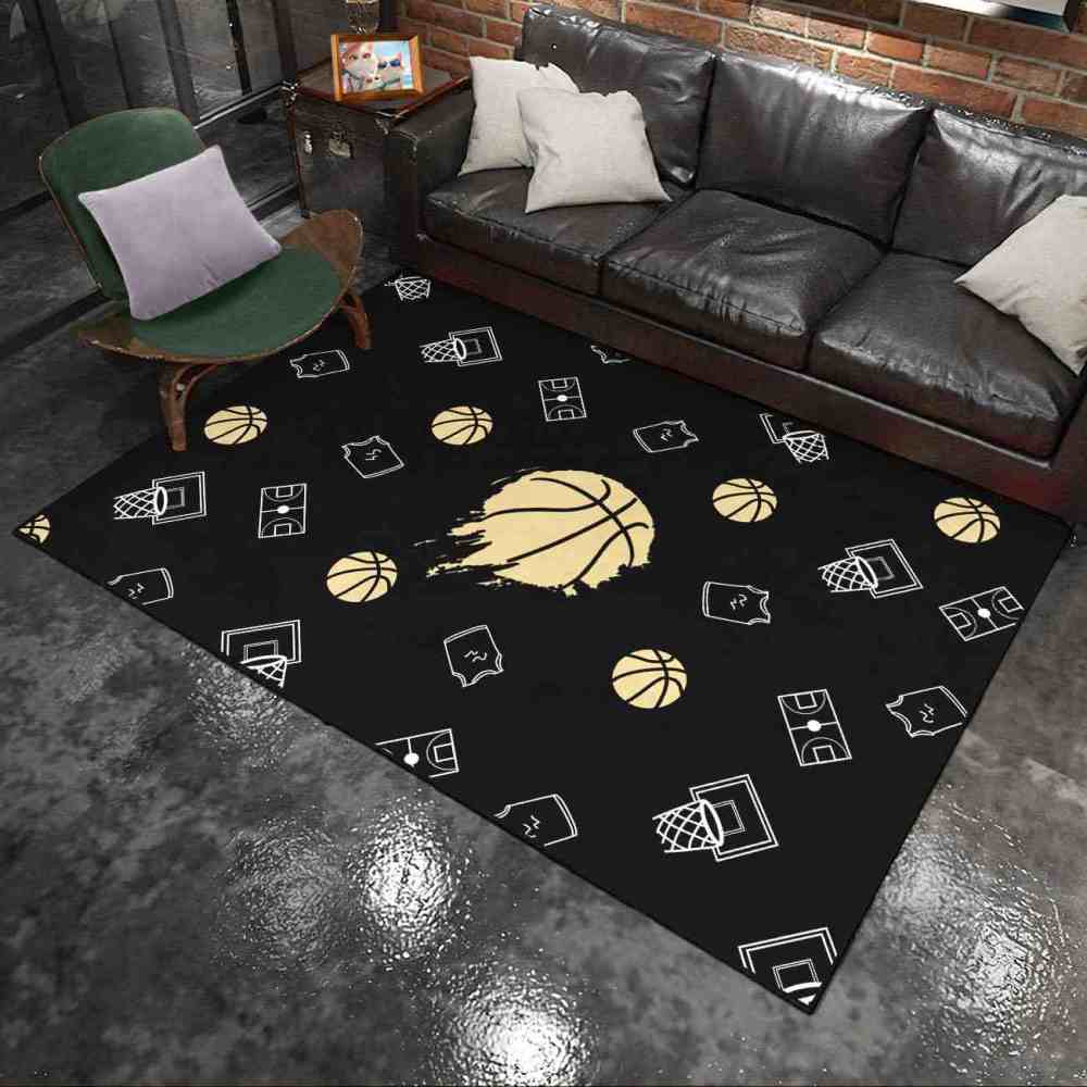 Minimalist Basketball Court Icons Area Rug Bedroom Decor | CozyLil