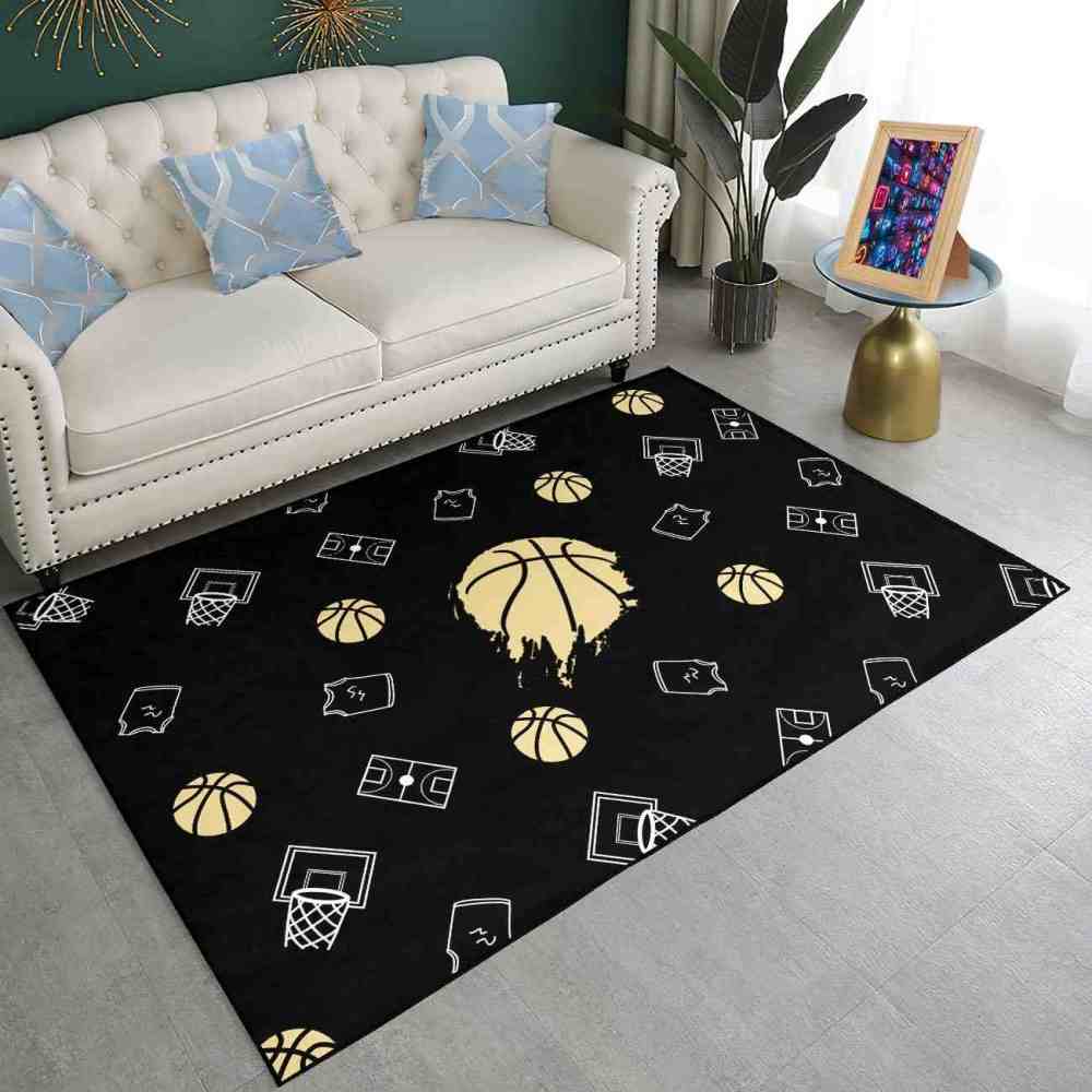 Minimalist Basketball Court Icons Area Rug Bedroom Decor | CozyLil