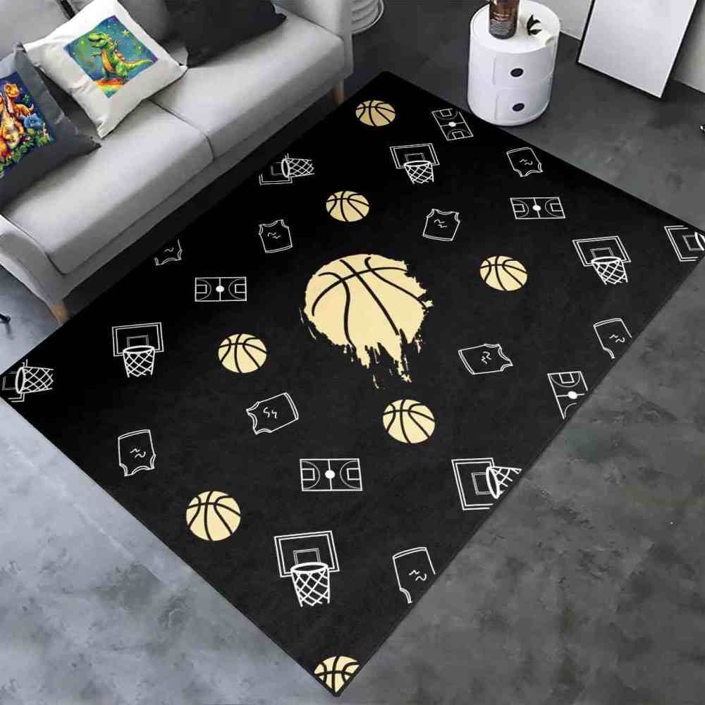Minimalist Basketball Court Icons Area Rug Bedroom Decor | CozyLil
