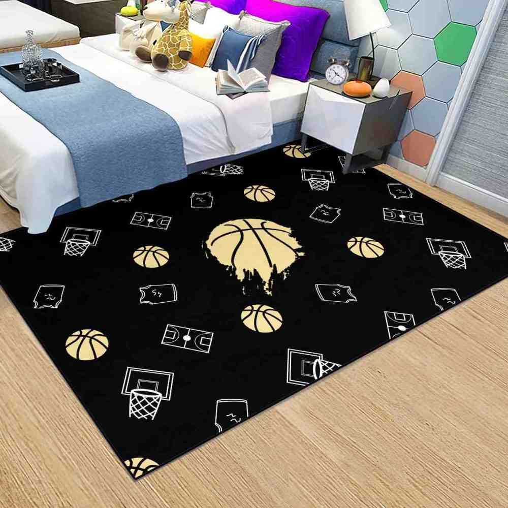 Minimalist Basketball Court Icons Area Rug Bedroom Decor | CozyLil