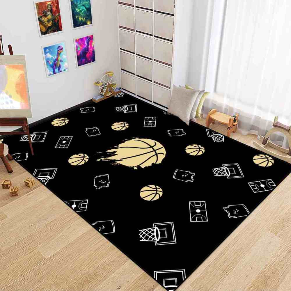 Minimalist Basketball Court Icons Area Rug Bedroom Decor | CozyLil
