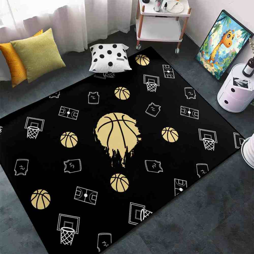 Minimalist Basketball Court Icons Area Rug Bedroom Decor | CozyLil