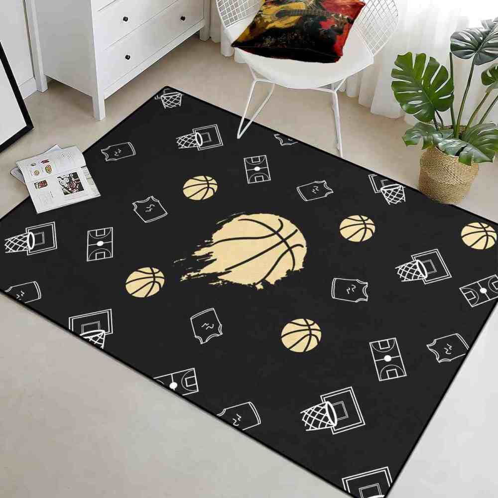Minimalist Basketball Court Icons Area Rug Bedroom Decor | CozyLil