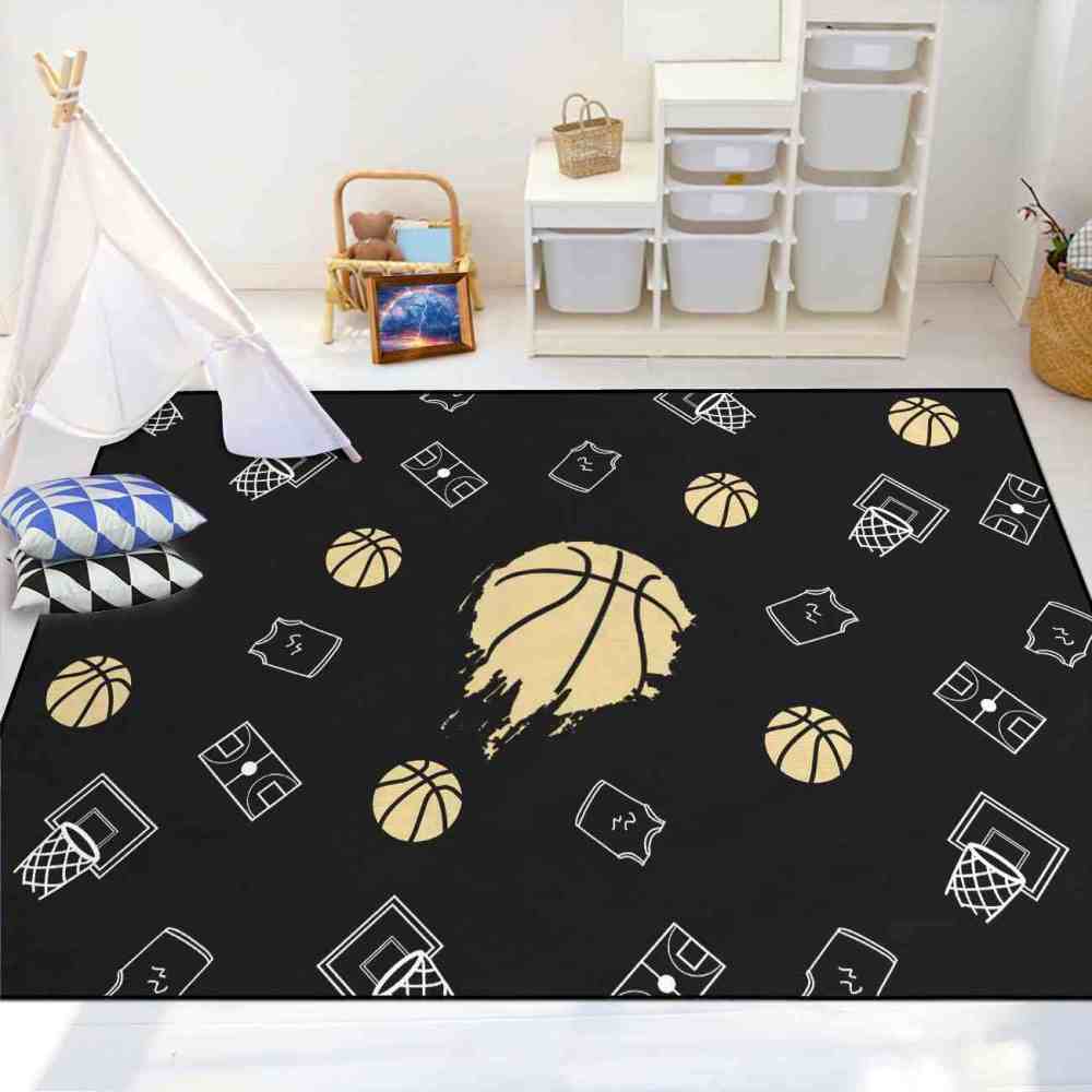 Minimalist Basketball Court Icons Area Rug Bedroom Decor | CozyLil
