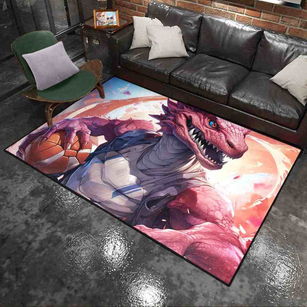 Prehistoric Dinosaur Basketball Kids Playroom Area Rug | CozyLil