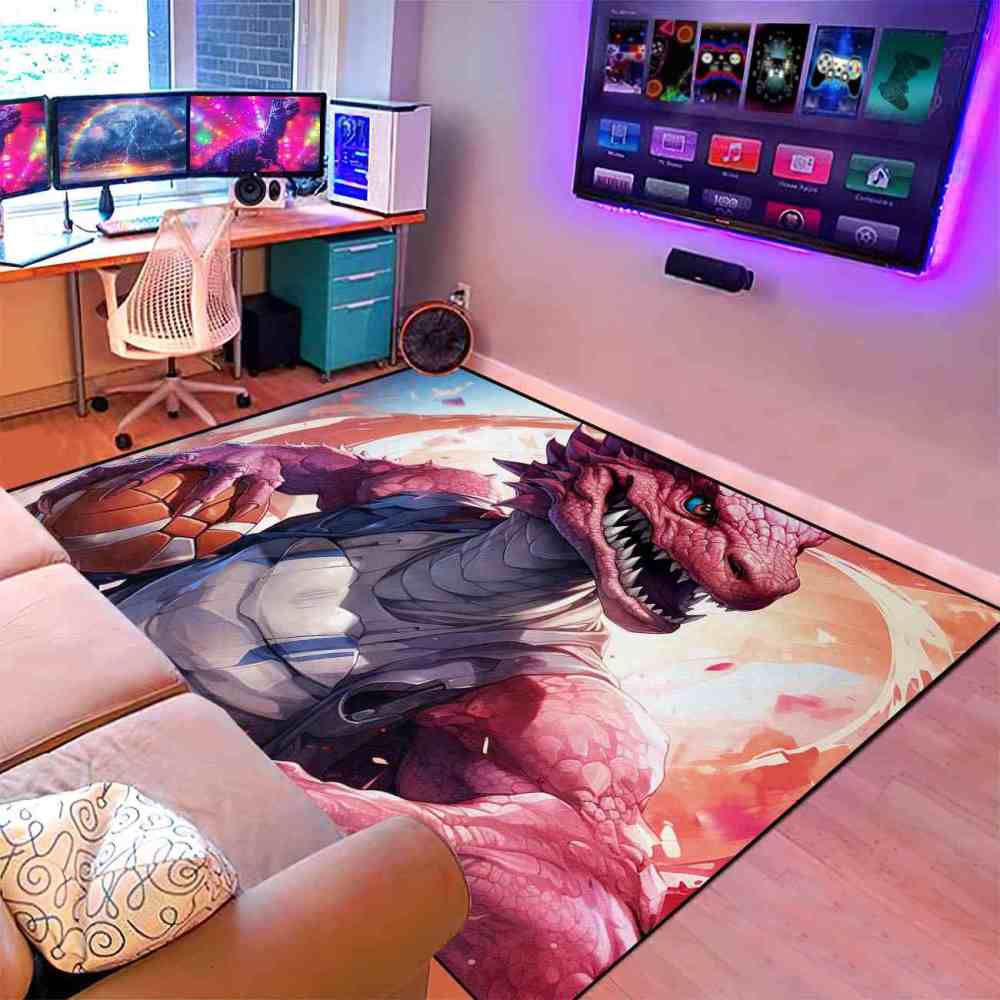 Prehistoric Dinosaur Basketball Kids Playroom Area Rug | CozyLil