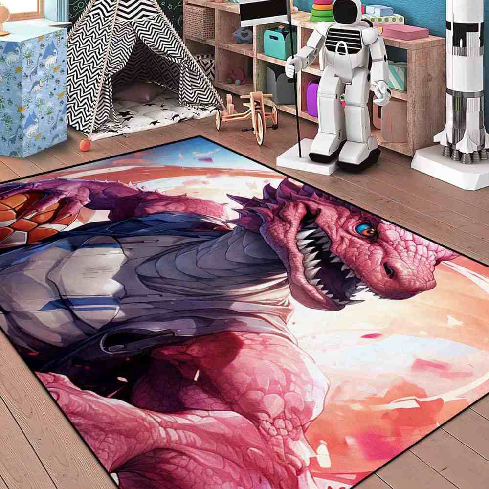 Prehistoric Dinosaur Basketball Kids Playroom Area Rug | CozyLil