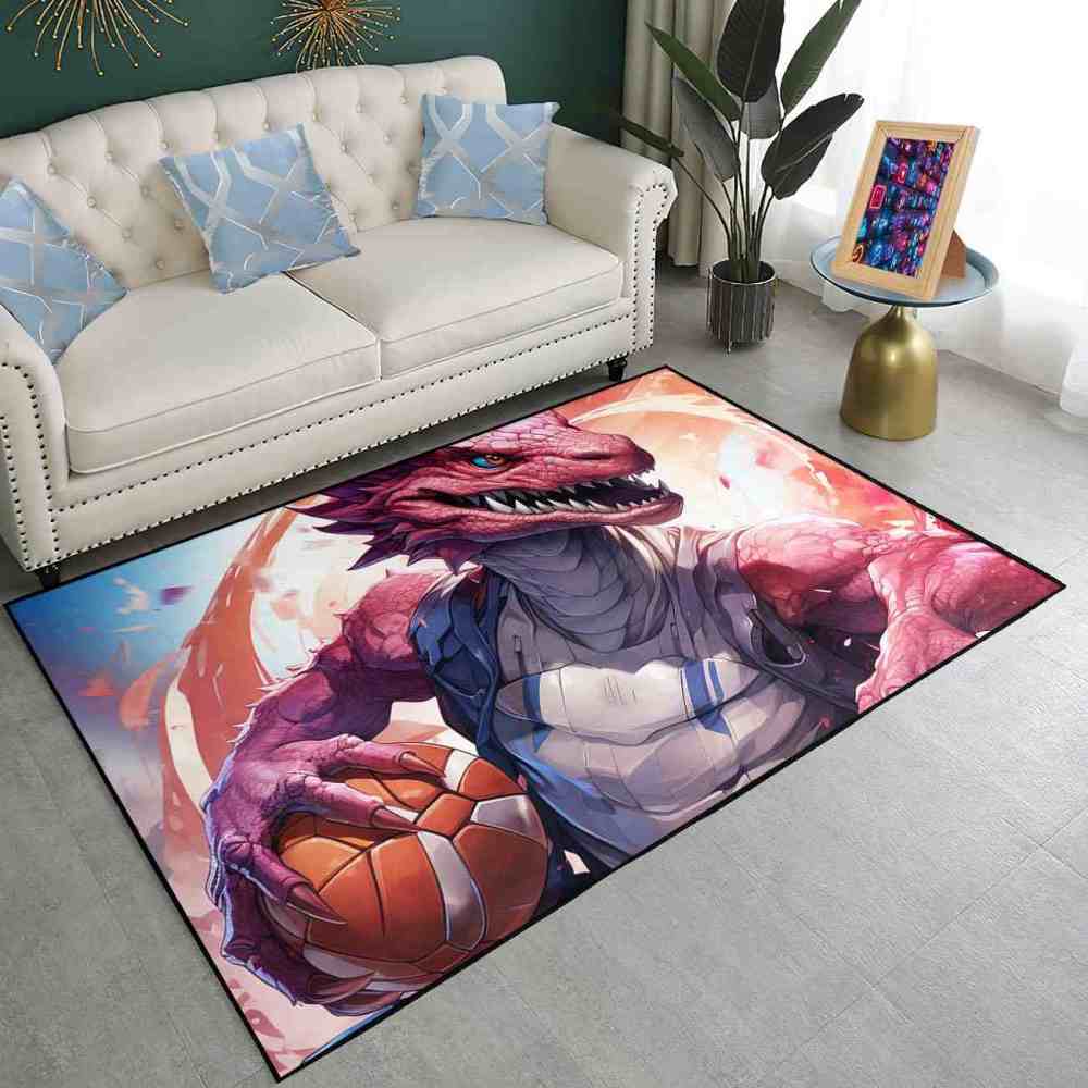 Prehistoric Dinosaur Basketball Kids Playroom Area Rug | CozyLil