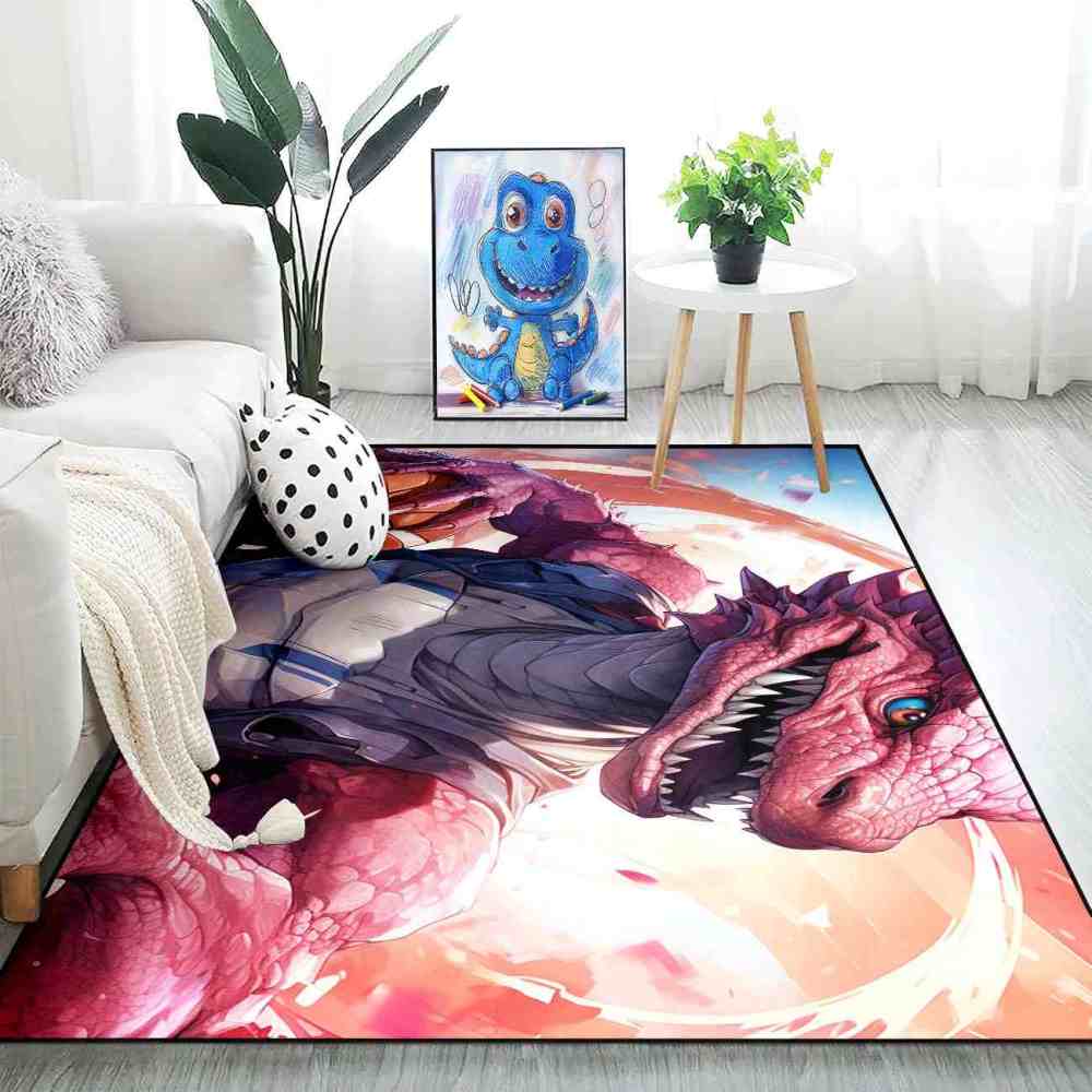 Prehistoric Dinosaur Basketball Kids Playroom Area Rug | CozyLil